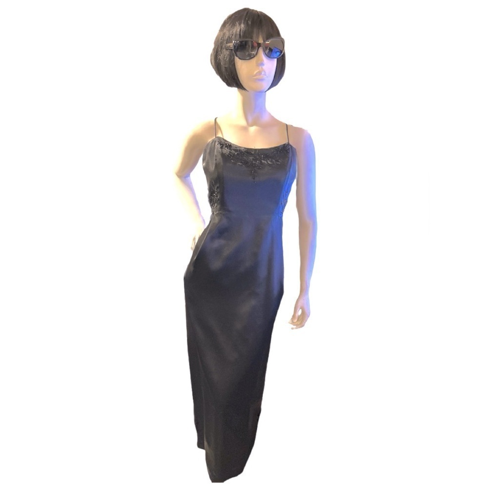 Alex Evenings Black Spaghetti Straps Dress, Size 12